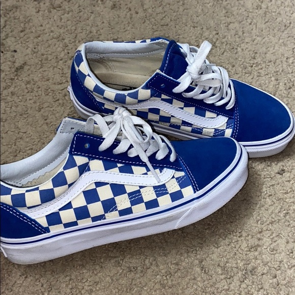blue checkered old skool vans
